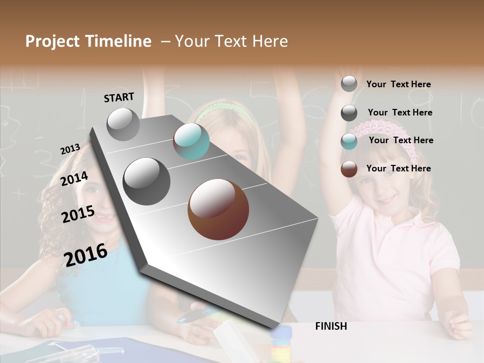 Smart Group Of Student Kids At School Classroom Raising Hand PowerPoint Template