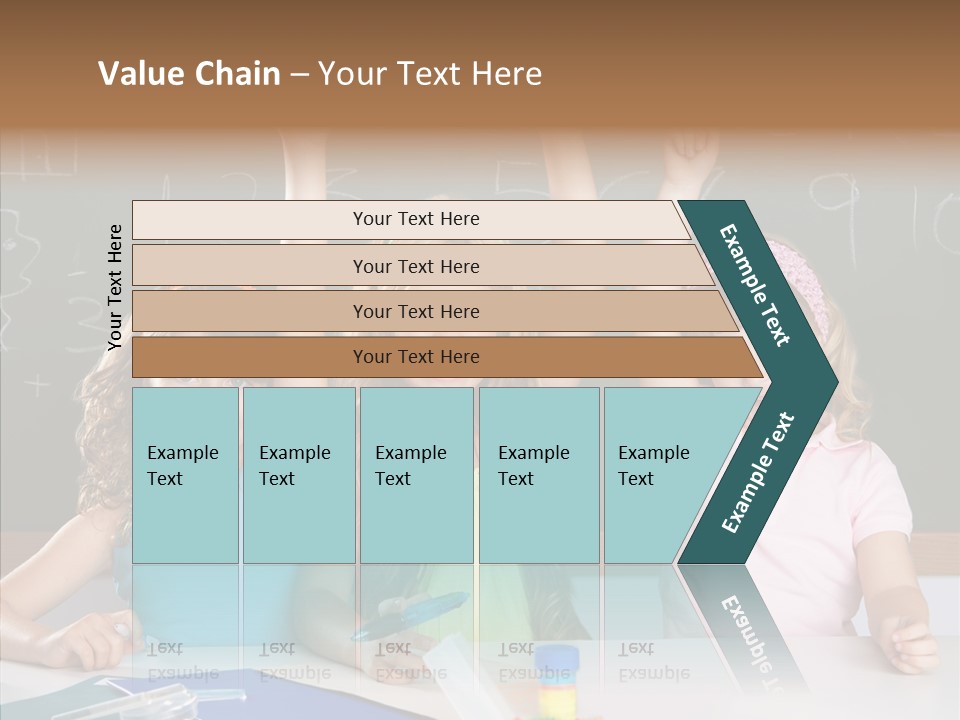 Smart Group Of Student Kids At School Classroom Raising Hand PowerPoint Template
