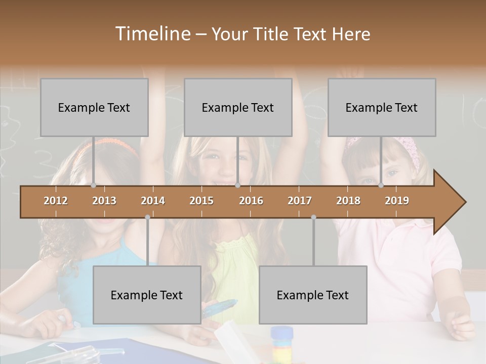 Smart Group Of Student Kids At School Classroom Raising Hand PowerPoint Template