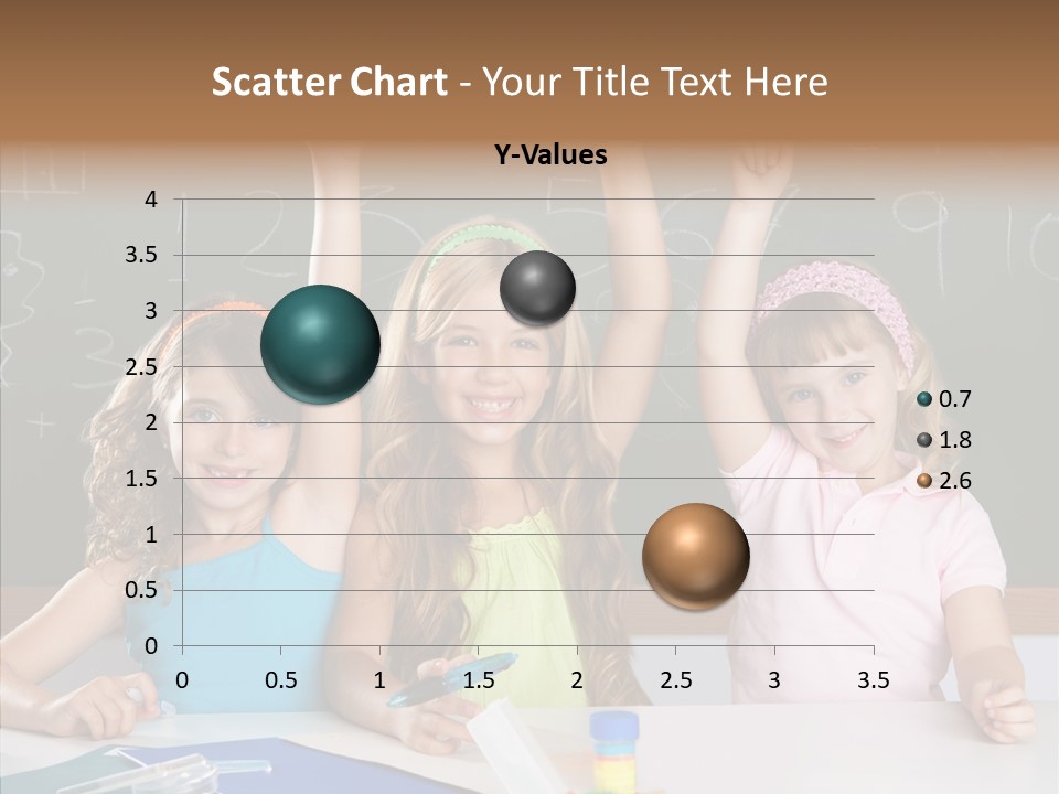 Smart Group Of Student Kids At School Classroom Raising Hand PowerPoint Template