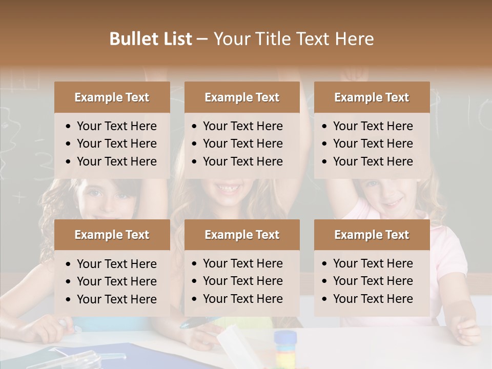 Smart Group Of Student Kids At School Classroom Raising Hand PowerPoint Template