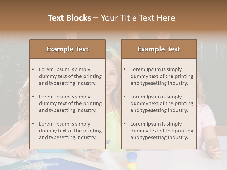 Smart Group Of Student Kids At School Classroom Raising Hand PowerPoint Template