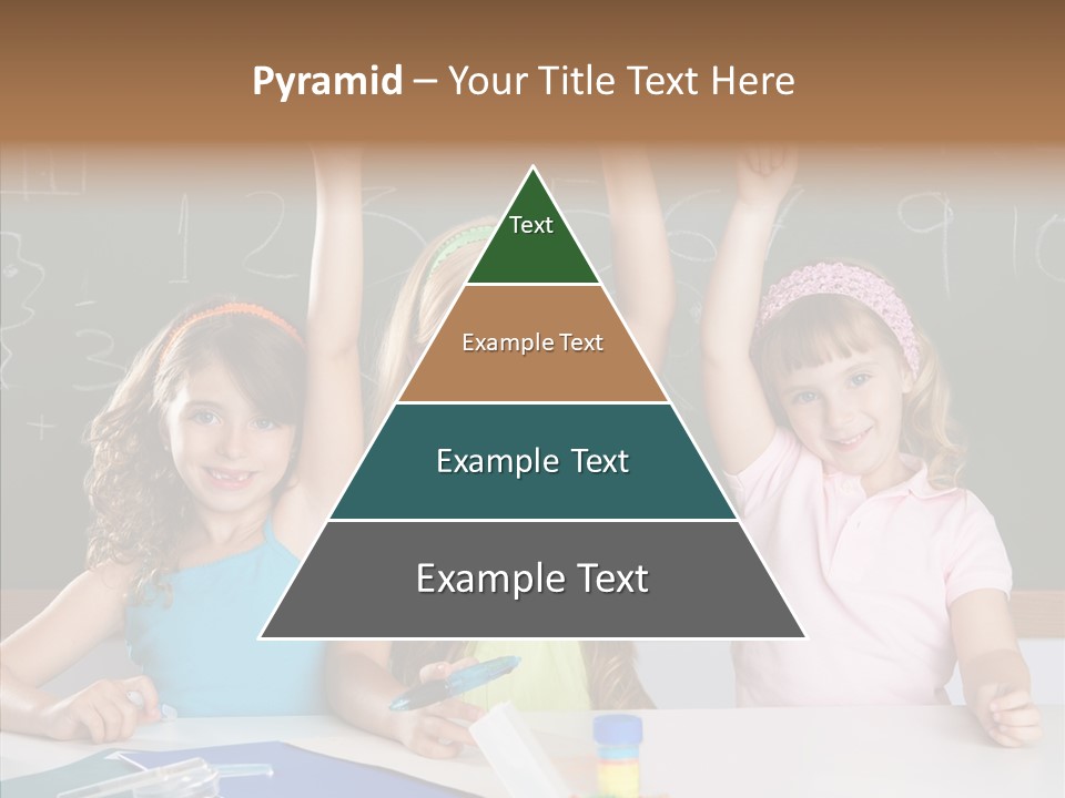 Smart Group Of Student Kids At School Classroom Raising Hand PowerPoint Template