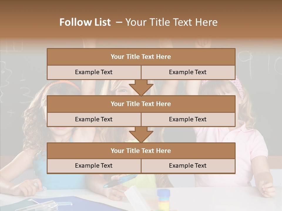 Smart Group Of Student Kids At School Classroom Raising Hand PowerPoint Template