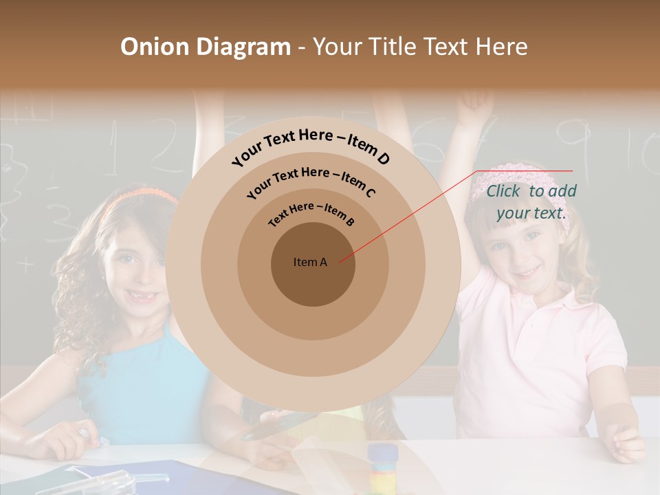 Smart Group Of Student Kids At School Classroom Raising Hand PowerPoint Template