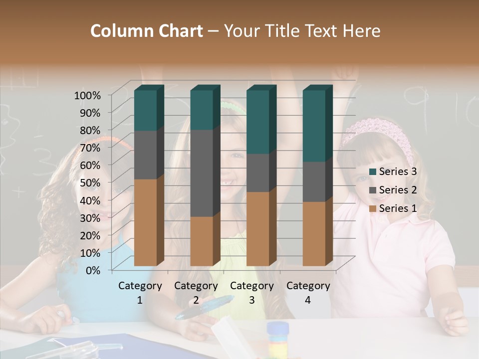 Smart Group Of Student Kids At School Classroom Raising Hand PowerPoint Template