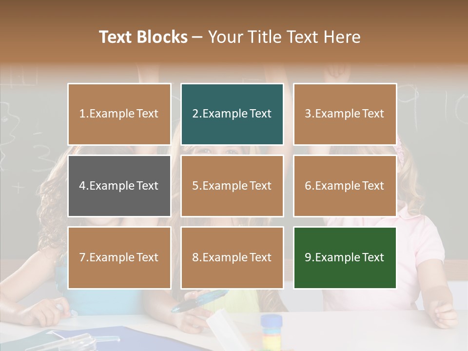 Smart Group Of Student Kids At School Classroom Raising Hand PowerPoint Template