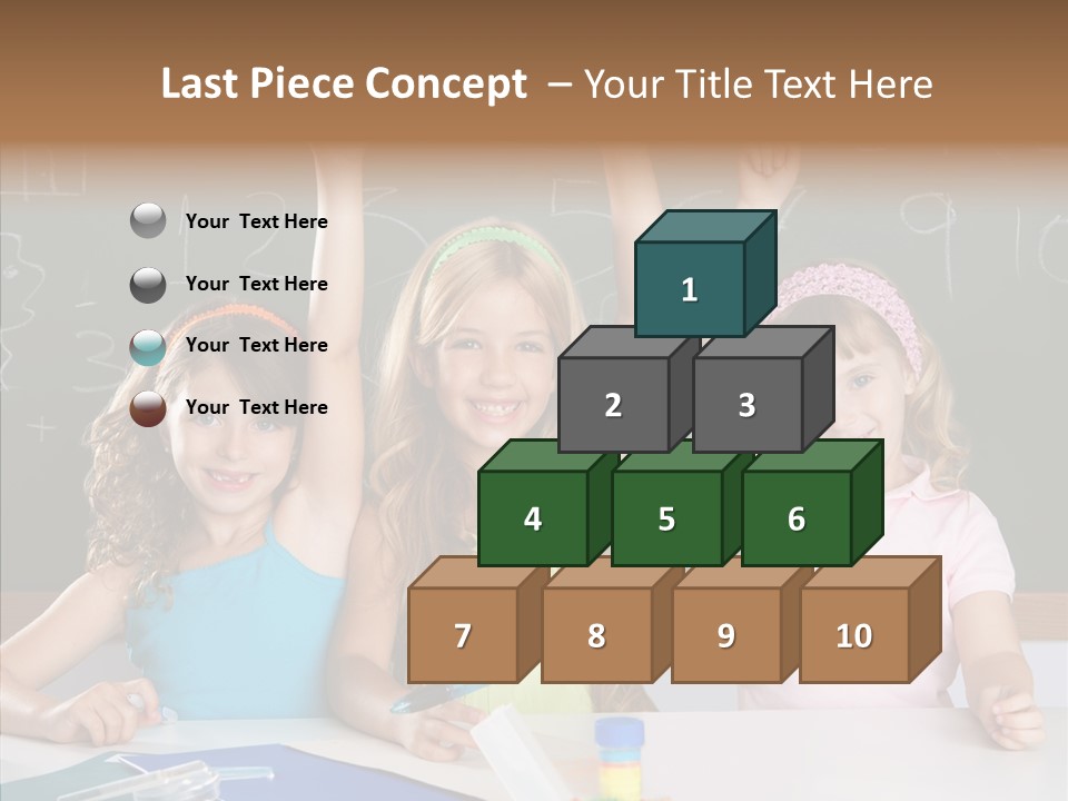 Smart Group Of Student Kids At School Classroom Raising Hand PowerPoint Template