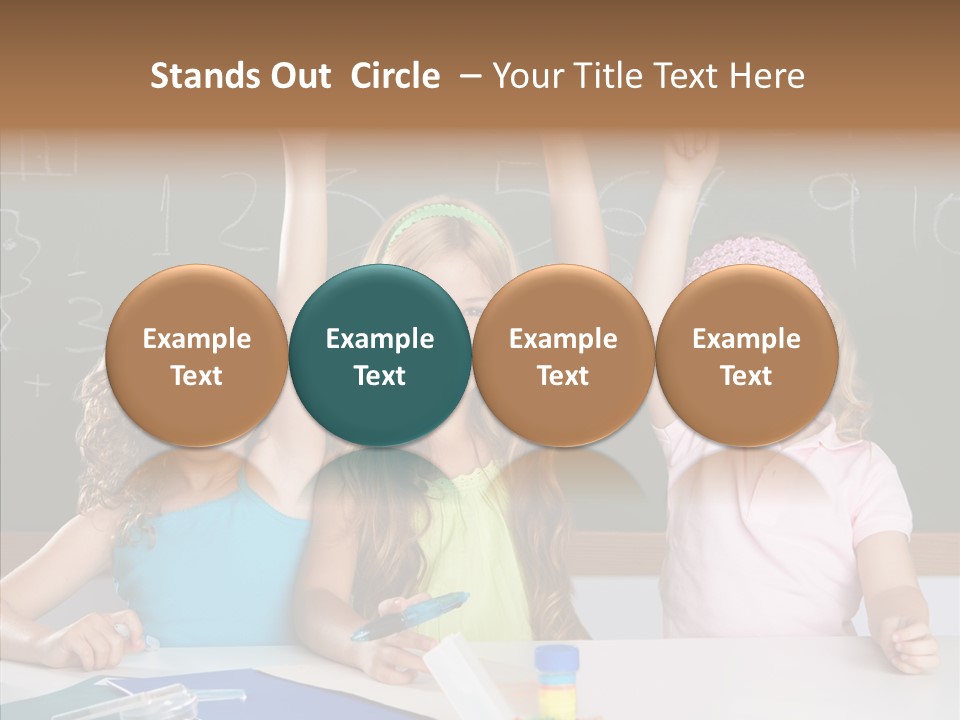 Smart Group Of Student Kids At School Classroom Raising Hand PowerPoint Template