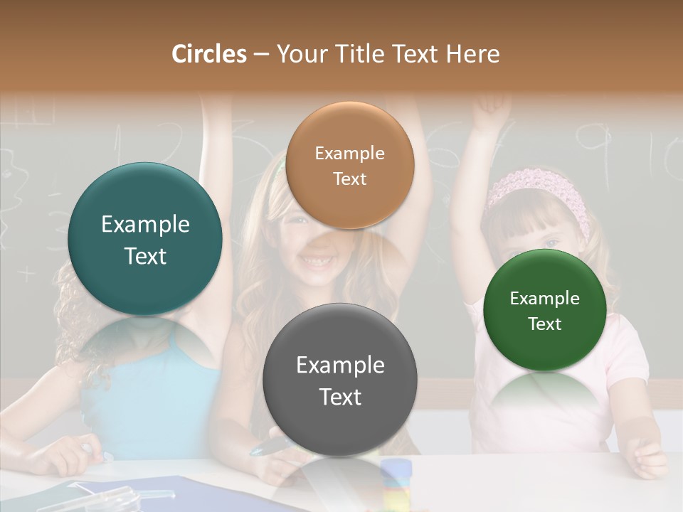 Smart Group Of Student Kids At School Classroom Raising Hand PowerPoint Template