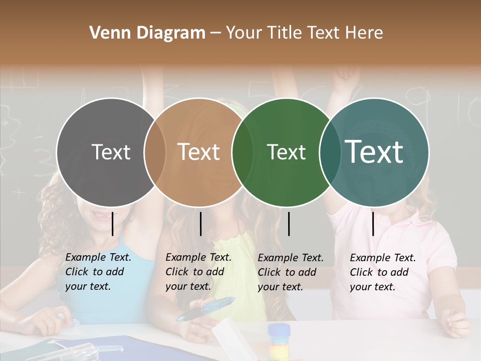 Smart Group Of Student Kids At School Classroom Raising Hand PowerPoint Template
