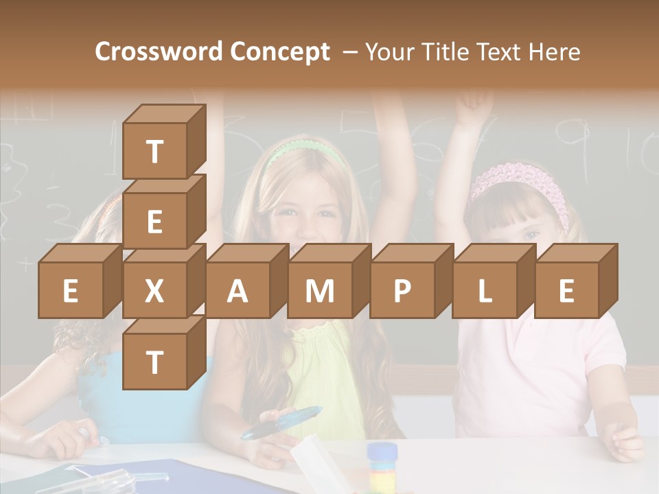 Smart Group Of Student Kids At School Classroom Raising Hand PowerPoint Template