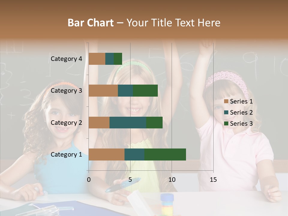 Smart Group Of Student Kids At School Classroom Raising Hand PowerPoint Template