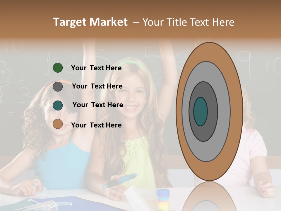 Smart Group Of Student Kids At School Classroom Raising Hand PowerPoint Template