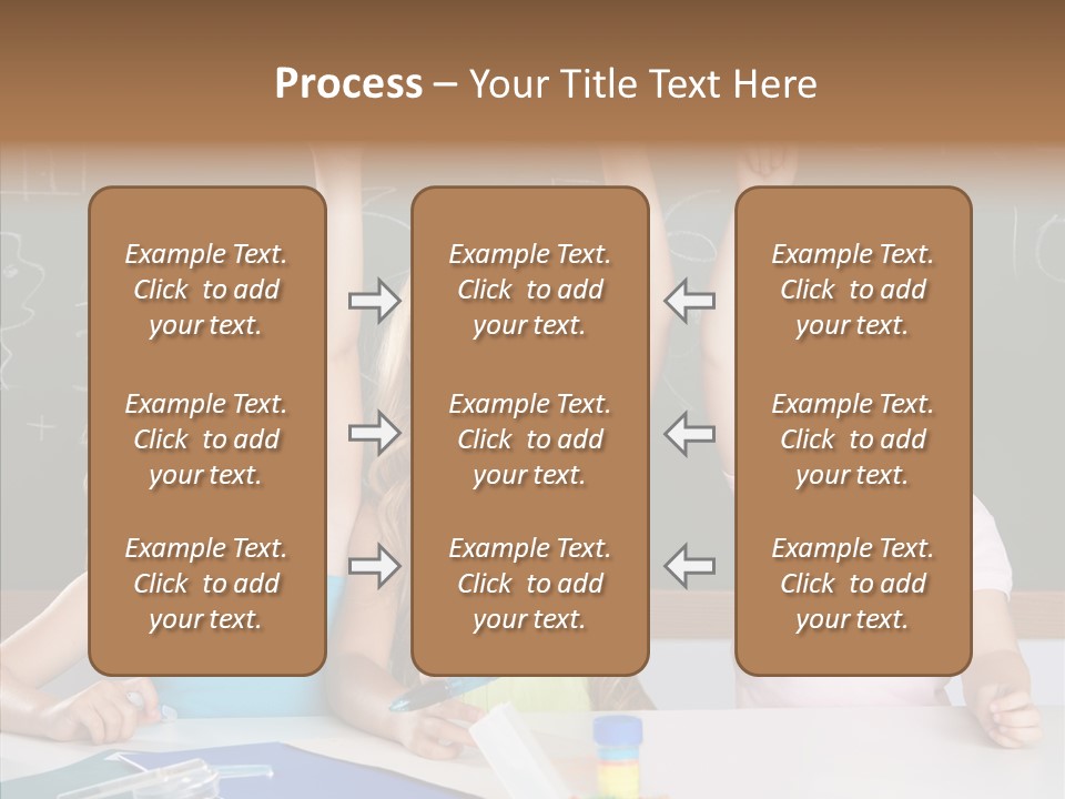 Smart Group Of Student Kids At School Classroom Raising Hand PowerPoint Template
