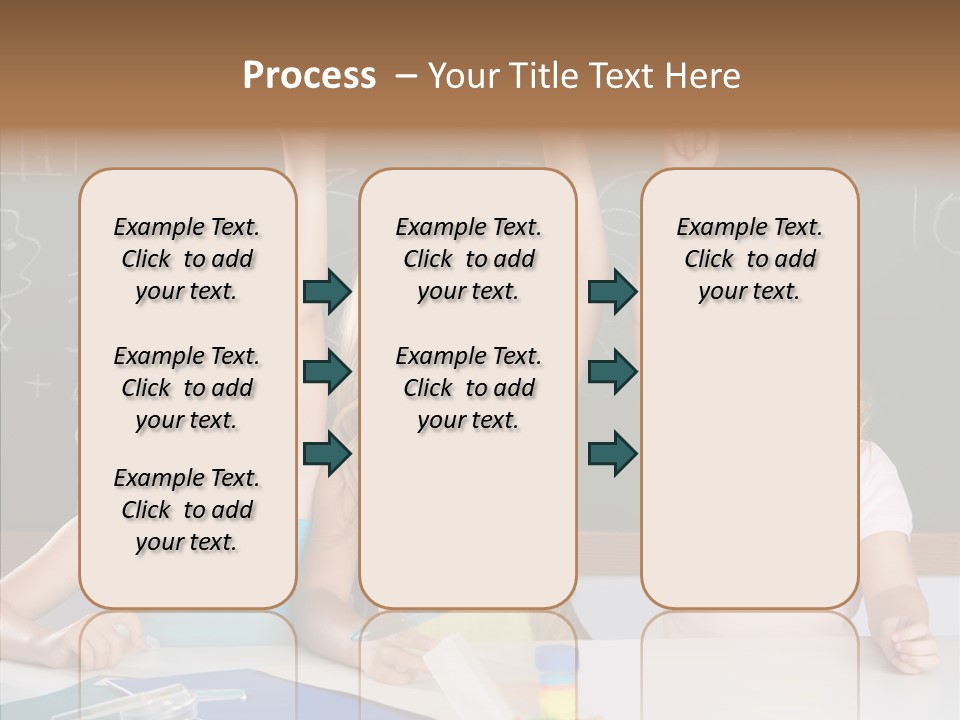 Smart Group Of Student Kids At School Classroom Raising Hand PowerPoint Template