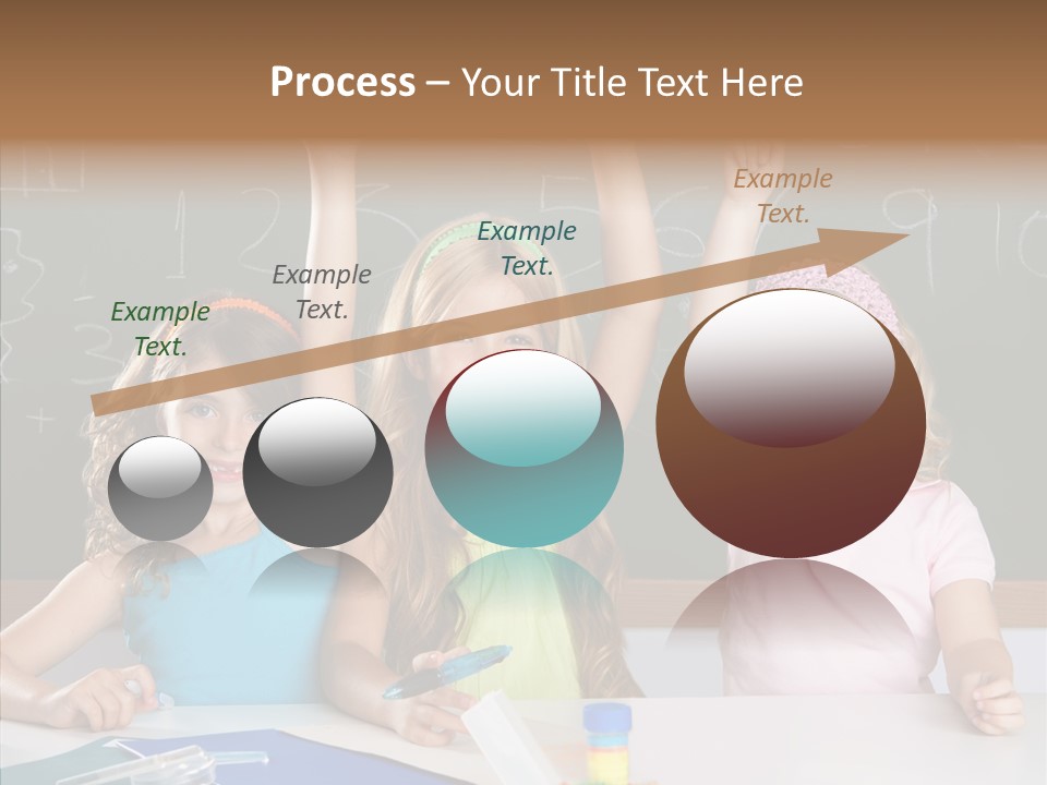 Smart Group Of Student Kids At School Classroom Raising Hand PowerPoint Template