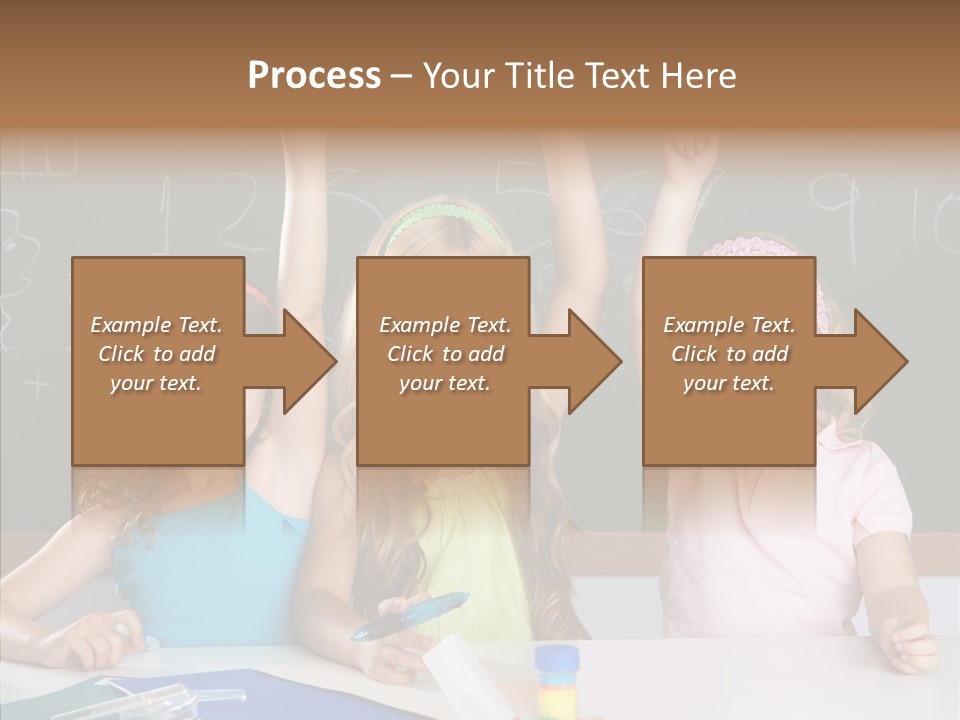 Smart Group Of Student Kids At School Classroom Raising Hand PowerPoint Template