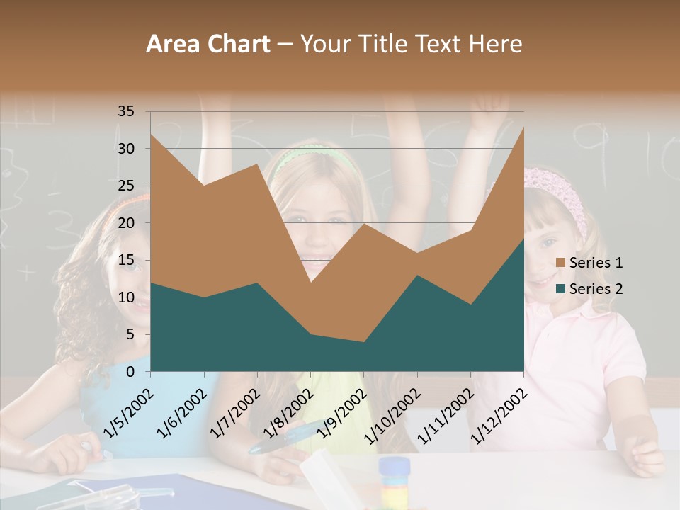 Smart Group Of Student Kids At School Classroom Raising Hand PowerPoint Template