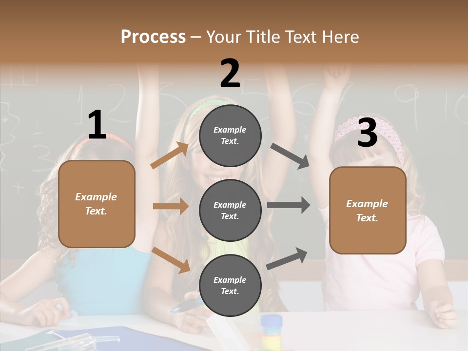 Smart Group Of Student Kids At School Classroom Raising Hand PowerPoint Template