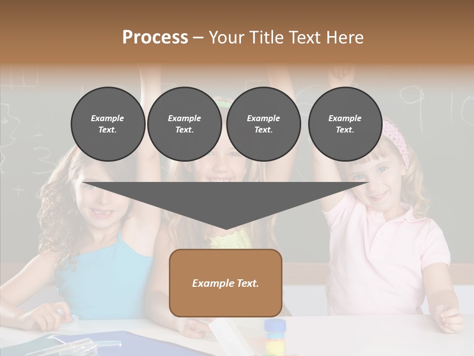 Smart Group Of Student Kids At School Classroom Raising Hand PowerPoint Template