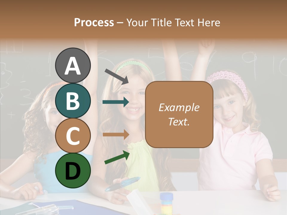 Smart Group Of Student Kids At School Classroom Raising Hand PowerPoint Template