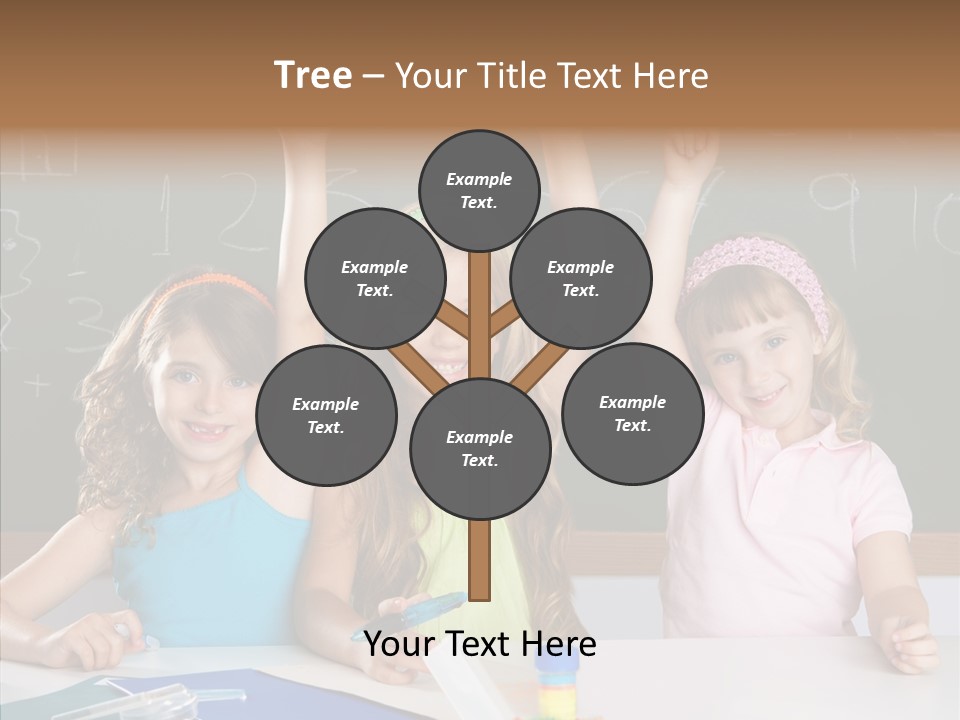 Smart Group Of Student Kids At School Classroom Raising Hand PowerPoint Template