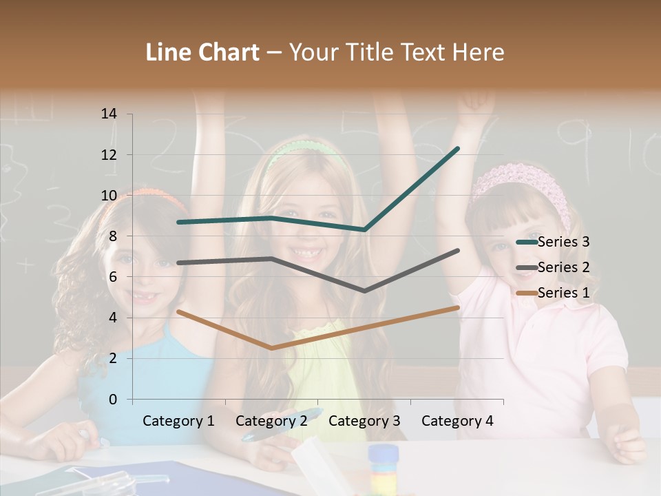 Smart Group Of Student Kids At School Classroom Raising Hand PowerPoint Template