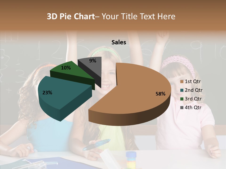 Smart Group Of Student Kids At School Classroom Raising Hand PowerPoint Template