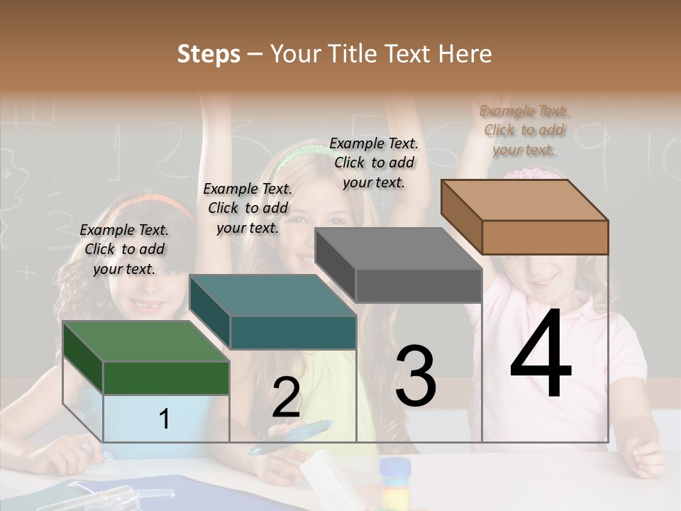 Smart Group Of Student Kids At School Classroom Raising Hand PowerPoint Template