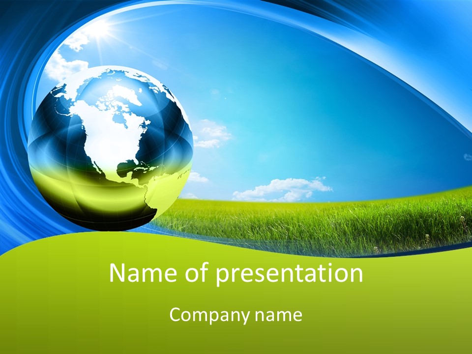 Globe On Grass PowerPoint Template