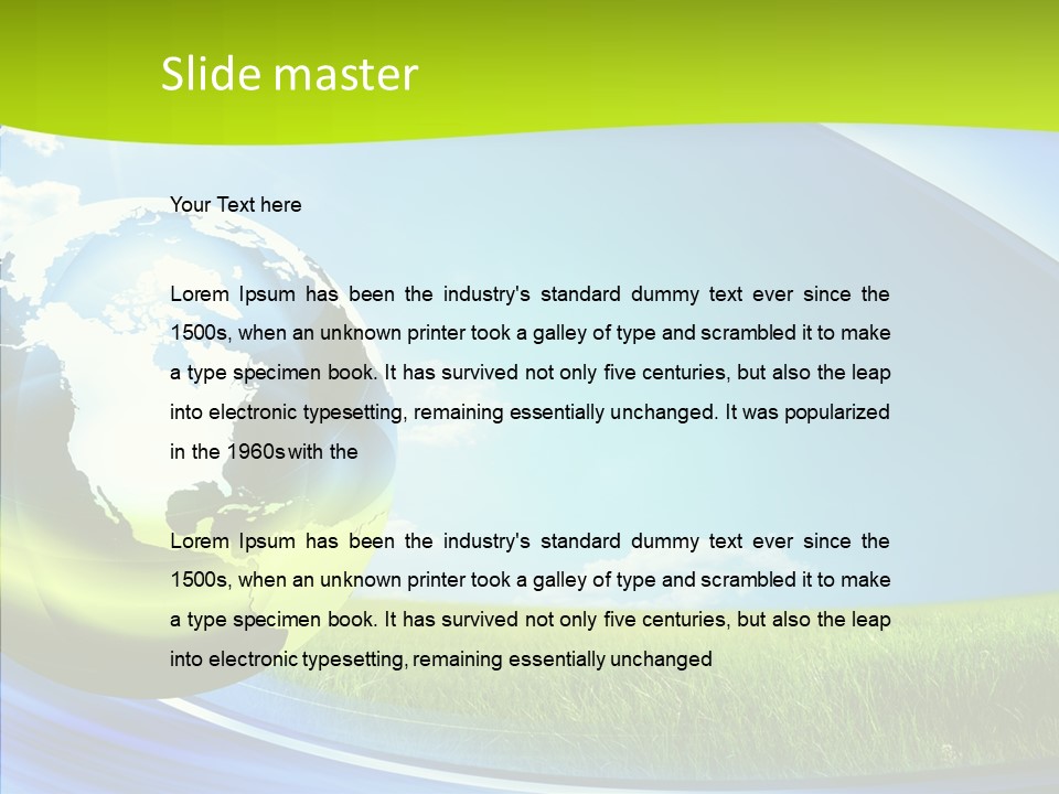 Globe On Grass PowerPoint Template