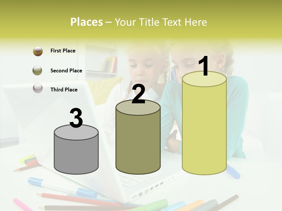 Twins With Laptop PowerPoint Template