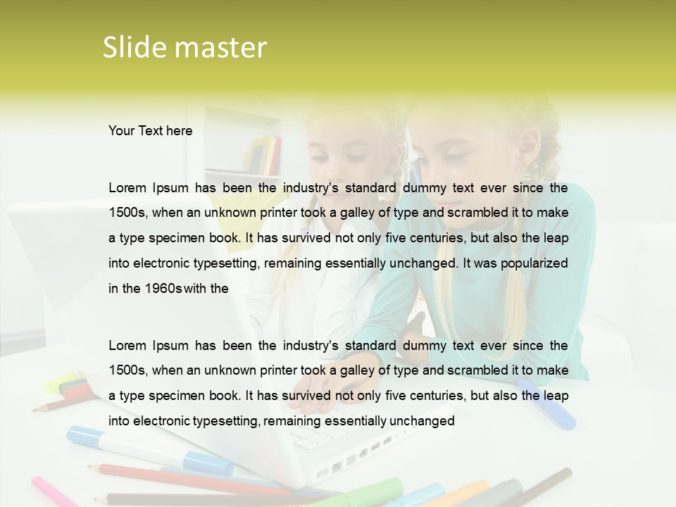 Twins With Laptop PowerPoint Template