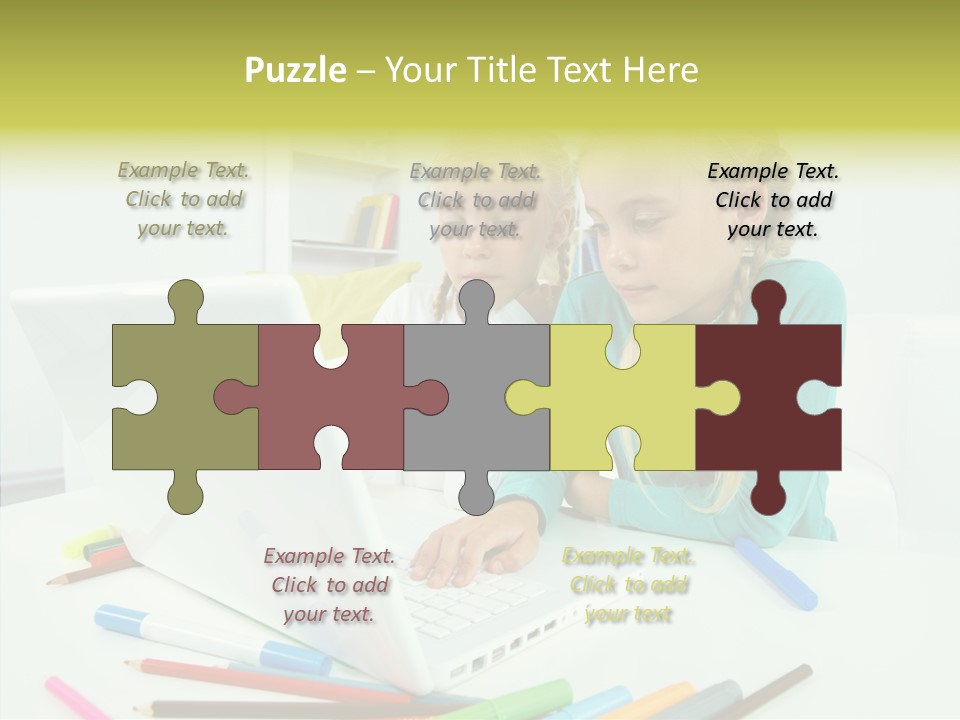 Twins With Laptop PowerPoint Template