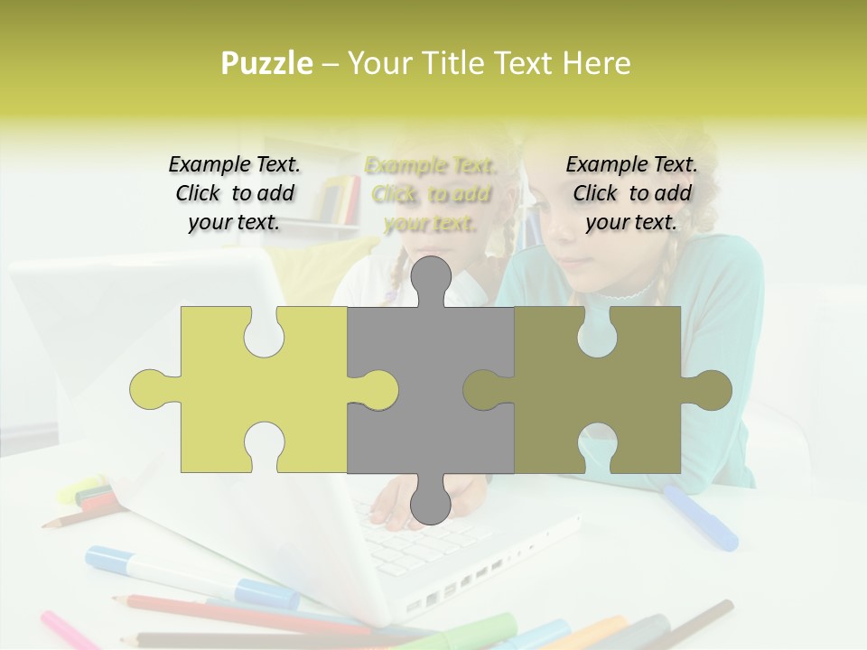 Twins With Laptop PowerPoint Template