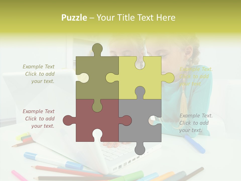 Twins With Laptop PowerPoint Template