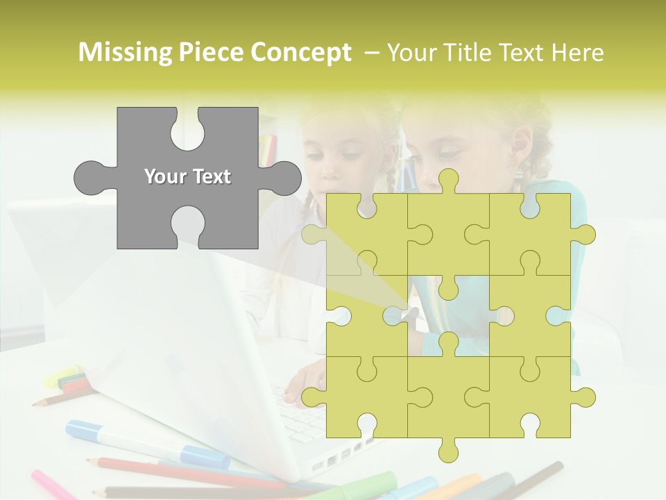 Twins With Laptop PowerPoint Template