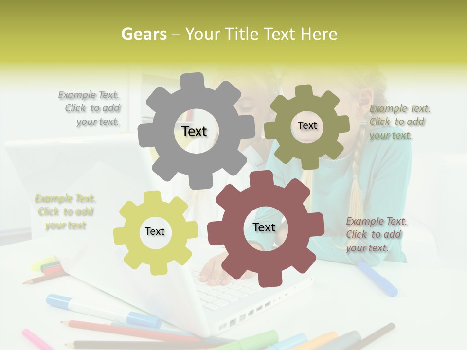 Twins With Laptop PowerPoint Template