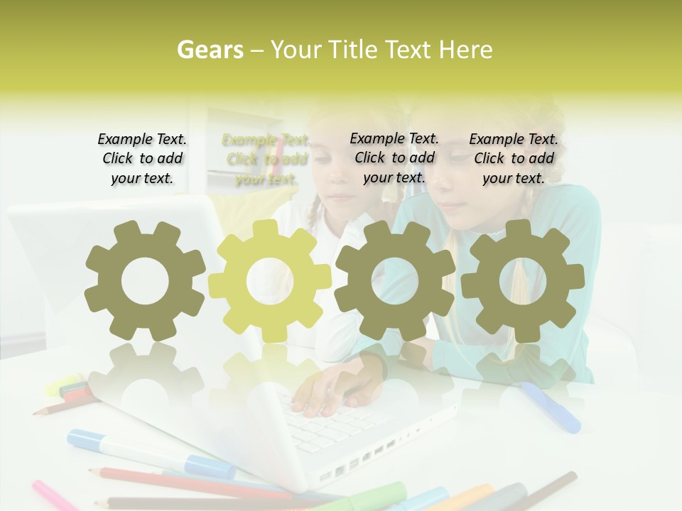 Twins With Laptop PowerPoint Template