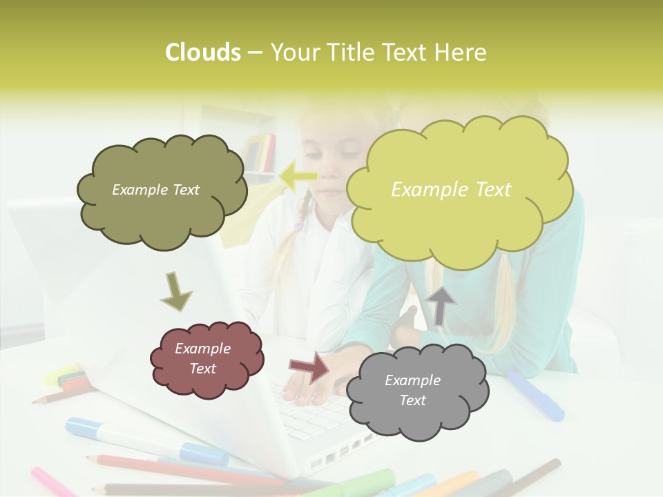 Twins With Laptop PowerPoint Template