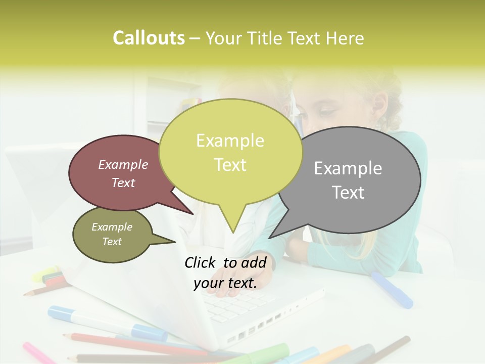 Twins With Laptop PowerPoint Template