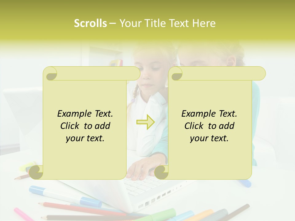 Twins With Laptop PowerPoint Template