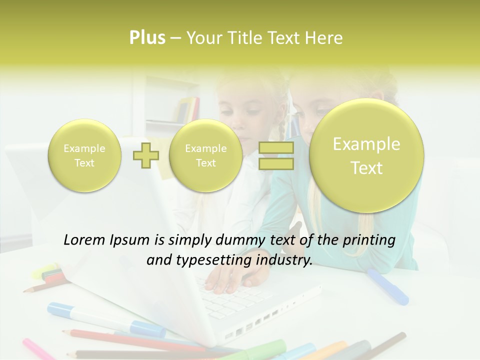 Twins With Laptop PowerPoint Template