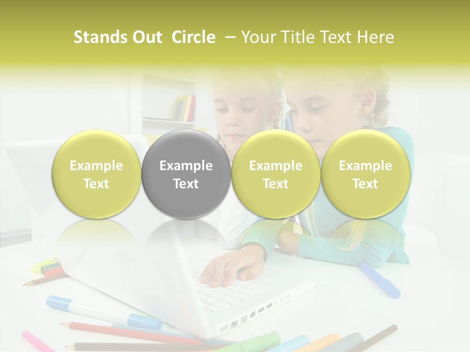 Twins With Laptop PowerPoint Template