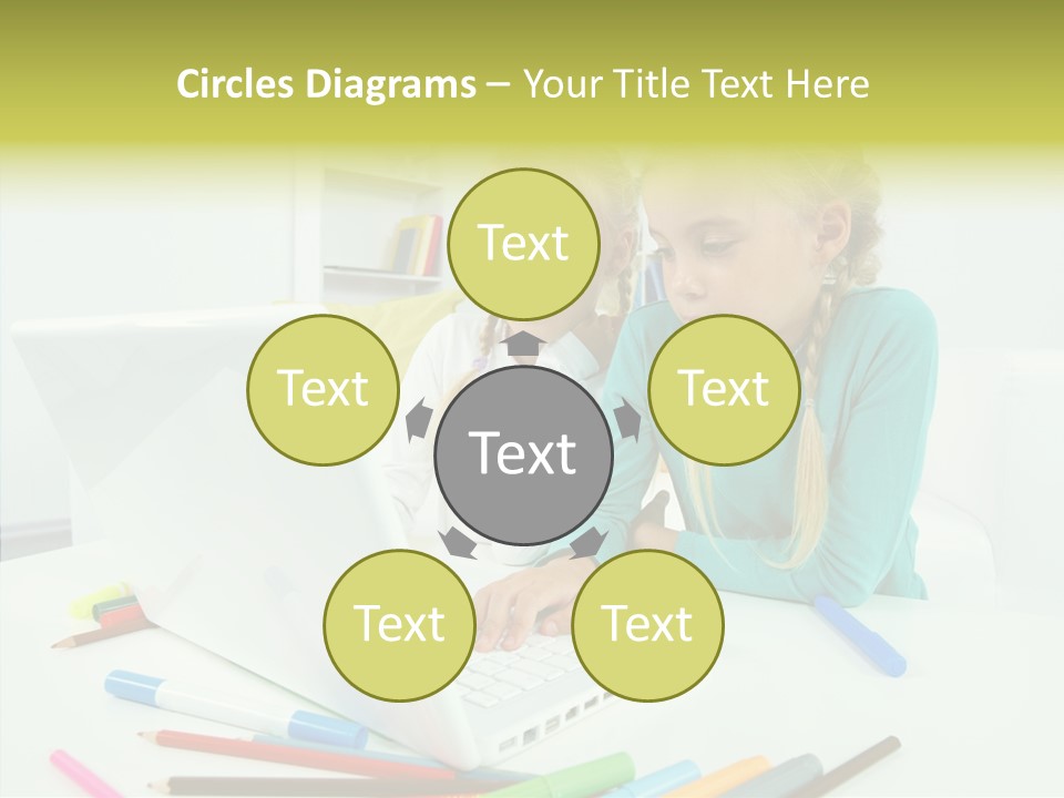 Twins With Laptop PowerPoint Template