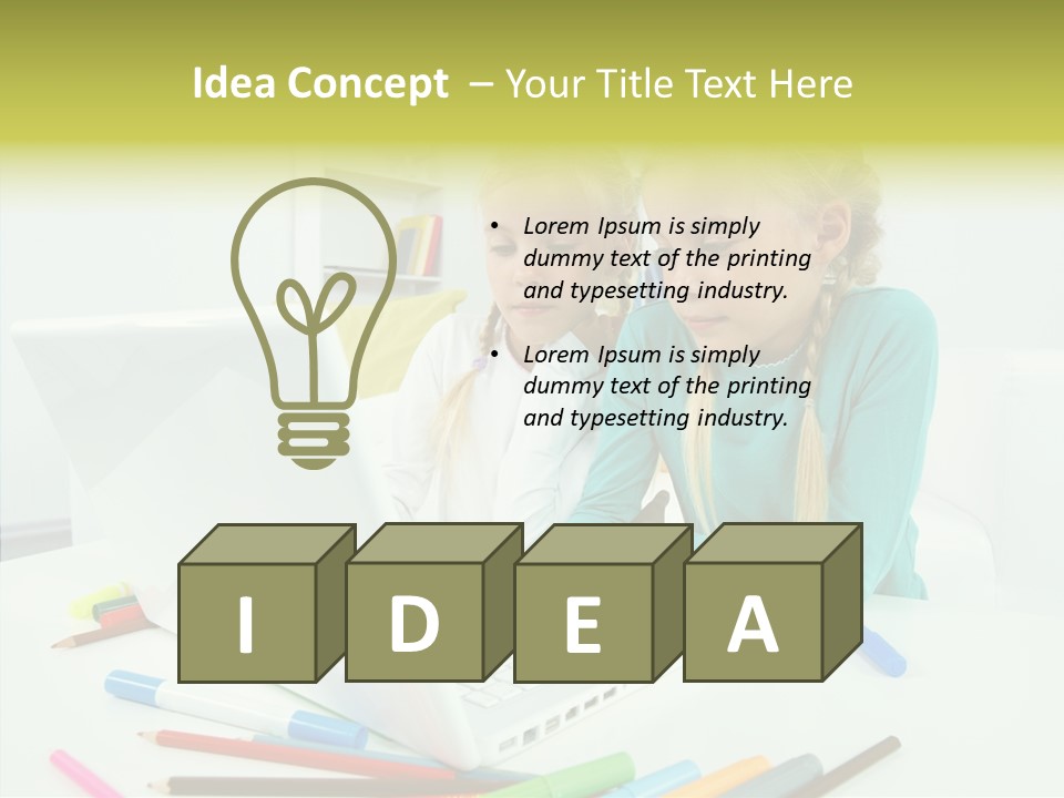 Twins With Laptop PowerPoint Template