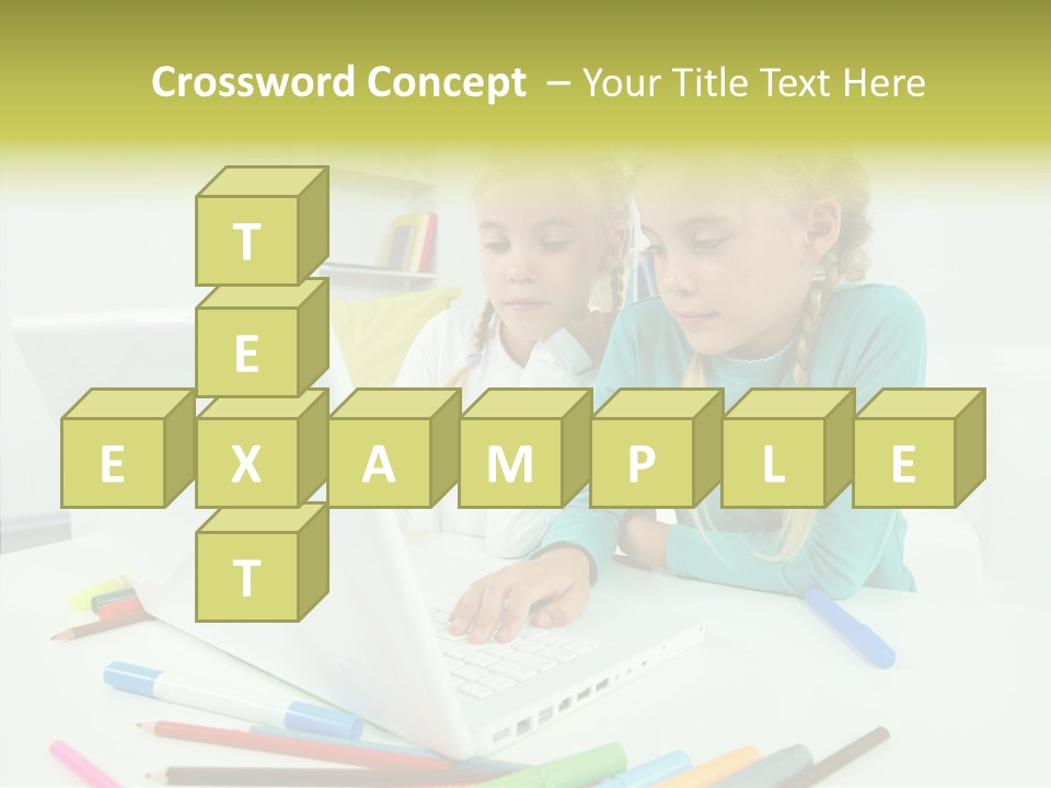 Twins With Laptop PowerPoint Template