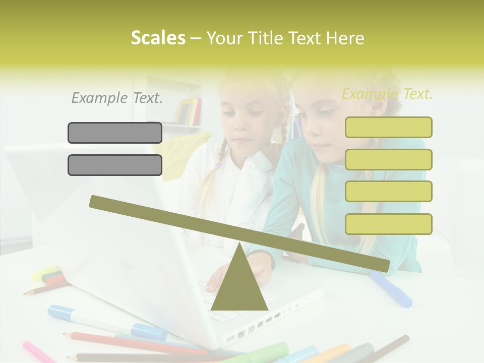 Twins With Laptop PowerPoint Template