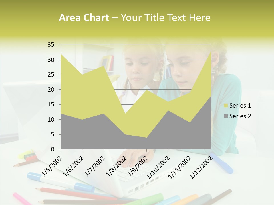Twins With Laptop PowerPoint Template